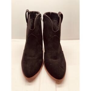 Sugar Women's Black Faux Suede Western Ankle Boots with Side Zipper Size 7W
